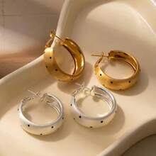 Fashion Geometric Circular Polka Hoop Earrings For Women Simple Temperament Metal Hoop Earrings Party Accessory Gift - Multicolor - View 1