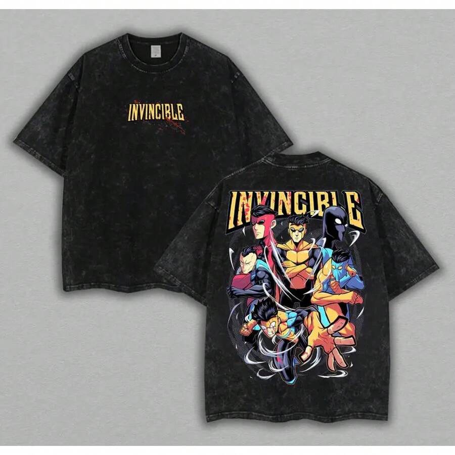 Otaku Anime Fan Shop Oversized Washed T-Shirt – Invincible ...Relaxed Fit - Black - View 1
