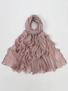 1pc Women's Solid Color Modal Fabric Pleated Tassel Scarf, Casual Daily Headscarf, Sun Protection & Warmth Shawl Scarf Suitable For Dresses - Multicolor - View 23