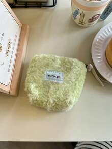 1pc Mini Coin Purse, Plush Portable Makeup Bag, High-End Lipstick Pouch, Student Compact Storage Bag - Velvet - View 9