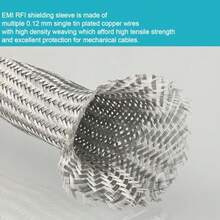 Funda de protección para cable trenzado de cobre estañado, revestimiento de telar de alambre de metal, EMI RFI ESD, protector de red de conexión a tierra, tubular plana, expandible de 1/2 - 3/4" de ancho (0,48" de diámetro interior) - 20 pies - Ver 8