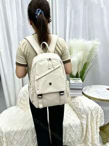 Women's Oxford Backpack - Large Capacity - 39 Cm High - With Multiple Compartments For School, Travel And Work - Creamy White - View 2