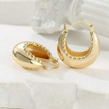 Anting Lingkaran Emas Berbentuk Perahu Keranjang Kreatif, Anting Lingkaran Bulat yang Dipersonalisasi, Cocok untuk Pemakaian Sehari-hari dan Acara Jamuan, Hadiah Sempurna untuk Ulang Tahun dan Hari Valentine - Emas - View 4
