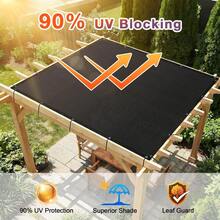 95% UV 防曬遮陽網，加強型扣眼，重型防曬遮陽布，透氣防水隱私屏風，適用於溫室、後院隱私圍欄、露台涼亭、陽台、草坪、戶外花園裝飾，多用途 - 黑色 - 查看 3