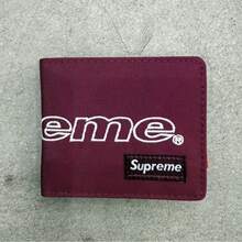 Supreme Cordura Wallet | 2026 Authentic Premium Waterproof Nylon Bifold Short Purse | Woven Box Logo Coin Card Holder Bag Black Camo OSFA - Red - View 3