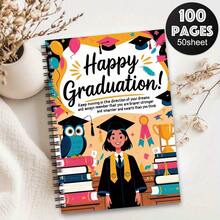 1pc Happy Graduation! 100-Page Spiral Notebook With Inspirational Quotes And Graduation Design - Suitable For Office Or Personal Use, Graduate Notebook, Graduation Journal | Inspirational Quotes Notebook | Decorative Notebook - B - View 4