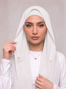 1pc 3 In 1 Instant Chiffon Hijab With Built-In Magnets And Undercap/All-In-One Instant Hijab--No Pins, Slip-Free Fit, Easy Wear In Seconds. - Instant Chiffon Hijab - View 18