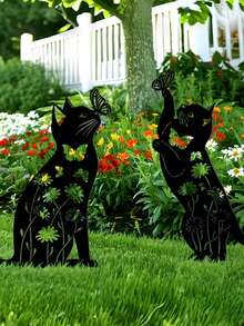 2pcs/Set Wrought Iron Garden Decor Ground Stakes, Animal Lawn Signs, Hollow Yard Ornaments & Crafts - Multiple Styles - View 2