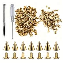 100pcs Punk Rivet Screw Punching Tool, 7 X 10mm, Rust-Resistant Decorative Rivets, Clothing Screw Rivets, DIY Rivets, Screw Rivets, Metal Gothic Spikes, Decorative Rivets, Pointed Rivets, Suitable For Bags, Clothing, Shoes - Rivets - View 4