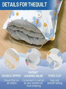 5 Packs Vacuum Storage Bags, Plastic Rectangular Multi-Purpose Bags, Zipper Seal, Moisture-Proof And Airtight, Suitable For Bedding, Pillows, Blankets, Clothes - Save 80% Space, No Electricity Needed,Bedroom Room Decor,Back To School - Blue and White - View 9