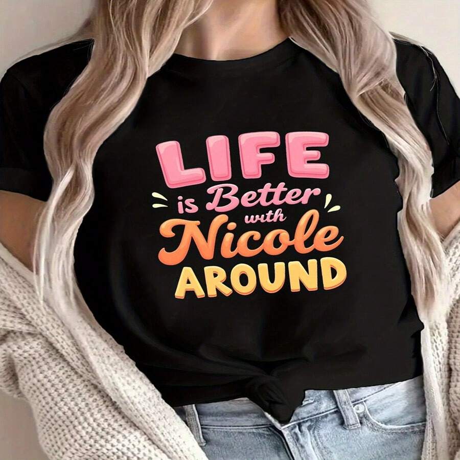 2026 Hot Summer StyleBetter Life With NicoleWomen's T-Shirt , All Occasion Outfit Light Airy For Summer, Suitable For Leisure Sports Scenes. - Multicolor - View 1