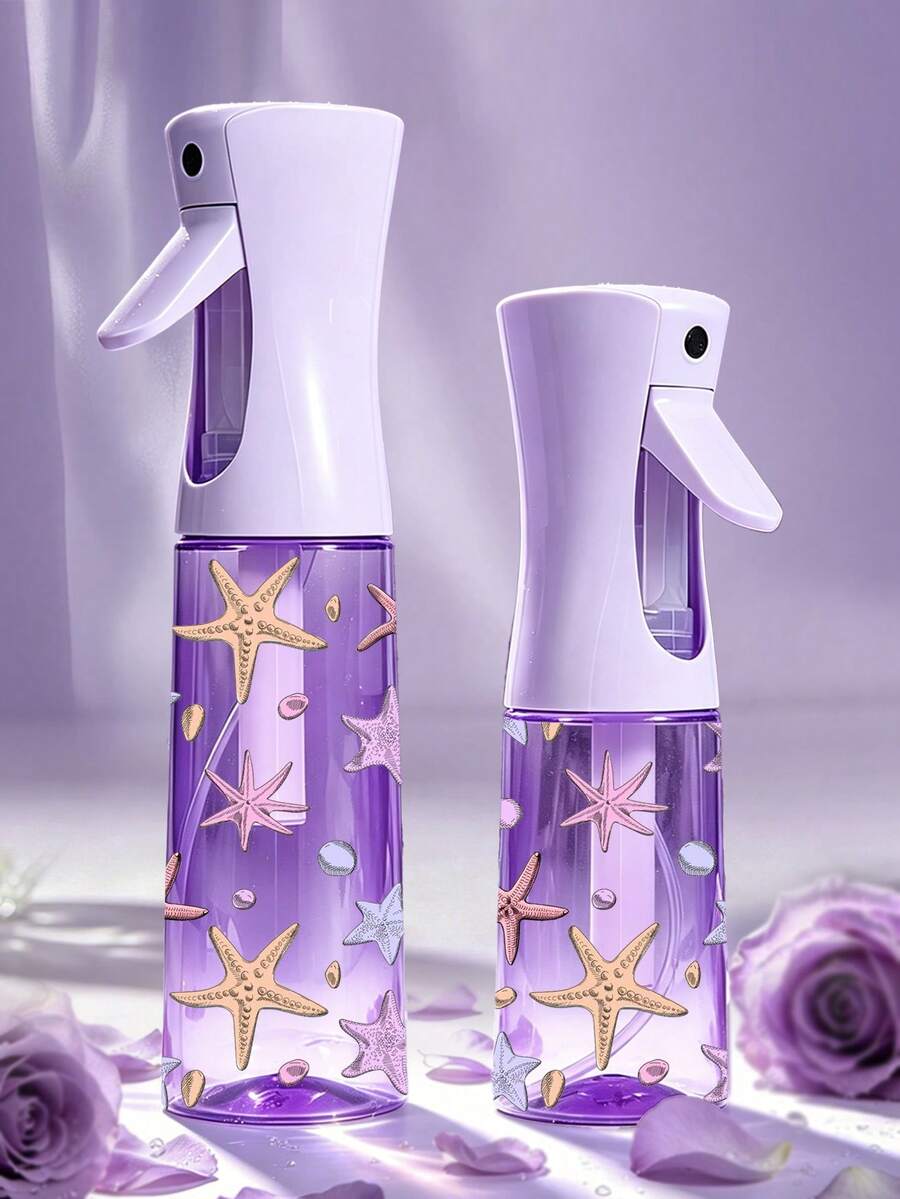 New Starfish Pattern PET Refillable Travel Spray Bottle, Professional High Pressure Atomization Spray Bottle, 200/300ml High Pressure Continuous Automatic Vacuum Fine Mist Sprayer, Hair Styling Tool, Hair Care Product, Accessory, Travel Essential, Vacation Essential - Multicolor - View 1