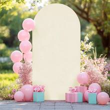 1pc SLarge Arch Backdrop, Elastic Fabric Wedding Ceremony Birthday Party Photo Background, Semicircle Decoration Curtain - Beige - View 8