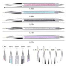 LANDOT 5件組美甲勾線刷組，雙頭壓克力美甲刷 5/7/10/12/15mm 美甲繪畫工具與點花筆，適用於長線、細節、精細繪畫，女性禮物 - 彩色 - 查看 3