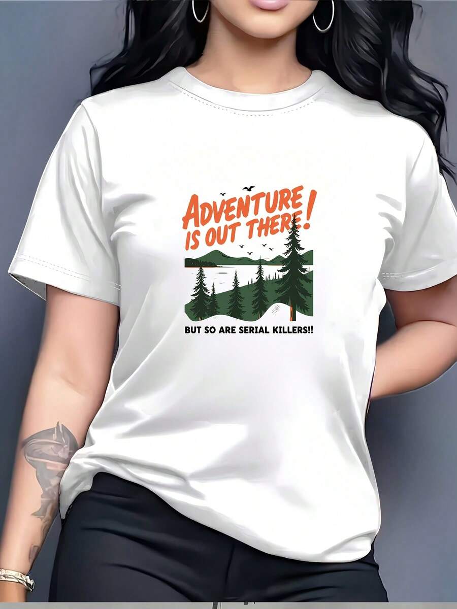 Te esperan aventuras cómodas al aire libre, ¡pero también el instinto de depredador! Camiseta estampada para mujer - tela de calidad G - ¡perfecta para aventuras al aire libre, campamentos y - Blanco - Ver 1