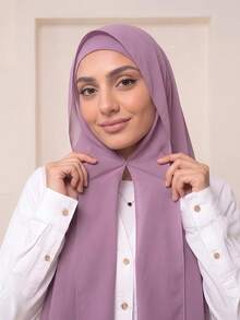 1pc 3 In 1 Instant Chiffon Hijab With Built-In Magnets And Undercap/All-In-One Instant Hijab--No Pins, Slip-Free Fit, Easy Wear In Seconds. - Instant Chiffon Hijab - View 4
