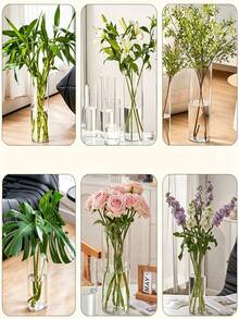 透明塑料花瓶，高透明玻璃感花桶，花藝浸泡桶，水耕大花瓶，適用於水耕植物，壓克力花瓶，生日畢業禮物，家居裝飾，房間裝飾，玻璃花瓶 - 多色 - 查看 6