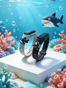 2入海洋系列LED電子手環，青少年適用，灰色鯊魚與黑色潛水員吊飾，時間日期秒錶顯示，適合開學、生日、聖誕禮物等 - 彩色 - 查看 6