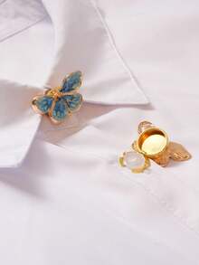 1/2pcs Button Cover Clip For Shirts&Dresses, Cute Butterfly Cufflinks For Men And Women's Clothing Decoration Button Clips, Fashion Accessories, Gifts - A - View 4