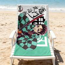Demon Slayer Tanjiro Printed Quick Dry Microfiber Beach Towel For Beach Vacation And Outdoor Sports - A - View 2