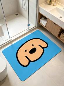 1pc Blue Background Big Head Puppy Bath Mat, Bathroom Rug, Door Mat, Small Rug, Carpet, Floor Mat, Home Decor, Area Rug, Outdoor Mat, Home Decor, Area Carpet, Bedroom Rug, Washable Carpet - Multicolor - View 3