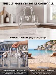 1/5/10/20/30/40/50pcs Transparent PVC Reusable Waterproof Tote Bags, Suitable For Parties, Holidays, Shopping, And Small Business Packaging - Gift Bag - View 4