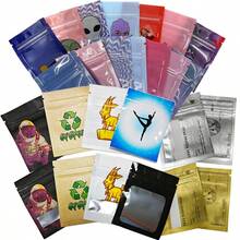 100Pcs Resealable Mylar Bags - Smell Proof Reusable Plastic Pouches With Clear Window For Gift Small Items Storage, Party Favor Packaging, Resealable Sealed Zip Lock Pouch - Multicolor - View 12