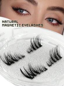 Asiteo A Pair Magnetic Eyelash,Short Magnetic Lashes Natural Cat Eye Makeup Effect,Reusable,Suitable For Natural Daily Makeup Effect,Beginner-Friendly Magnetic Eyelashes,Half Lashes - Black - View 5
