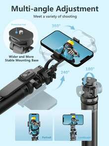 AXNEN 78.74"/2M Extendable Super Long Selfie Stick Tripod,Multi-Angle Rotation Phone Holder With Bluetooth Remote Control,1/4" Screw Interface With Cold Shoe Suitable For Action Camera,Fill Light,Smartphone Live Streaming,Photography,Vlogging. - View 9