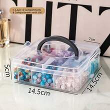 1pc PP Material Baby Hair Accessory Storage Box With Lid And Handle, Transparent Jewelry Box With Compartments, Suitable For Storage And Decoration In Baby Girl's Room - Multicolor - View 9