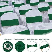 10pcs Spandex Chair Back Decorative Tie Straps, Elastic Chair Bands With Bows And Crown-Shaped Buckle Sliders, For Graduation Season Prom Wedding Party Banquet Decoration - Dark Green - View 3