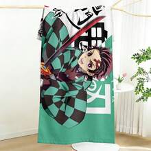Demon Slayer Tanjiro Printed Quick Dry Microfiber Beach Towel For Beach Vacation And Outdoor Sports - A - View 3