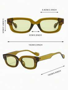 1 Pair Men's Jelly Green Rectangular Frame Dopamine Personalized Fashion Glasses - Jelly Green - View 4