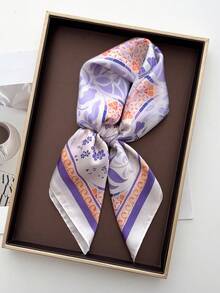 1pc Women's Square Bandana Casual Solid Color Head Scarf Suitable For Daily Use - Mauve Purple - View 1