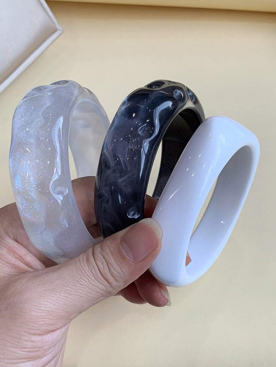3pcs/Set Fashion Vintage Bohemian Thick Multi-Layer Multicolor Acrylic Bangle Set For Women, Couples, Party, Daily Wear, Luxury High-End