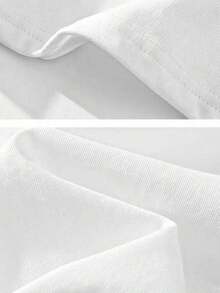 Camiseta casual para hombre, estampada en la parte delantera y trasera, camiseta de manga corta con cuello redondo para hombre, moderna y versátil, con elementos de moda, hecha de tela cómod - Blanco - Ver 4