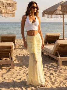 Dancing Leopard Lumi Yellow Ruched Ruffle Sheer Layer Maxi Skirt, Skirt For Women, Summer Outfits For Women, Date Night Outfit, Party Skirt Women, Holiday Outfits, Night Out Outfit, Festival Outfit, Vacation Outfits Women - Yellow - View 1