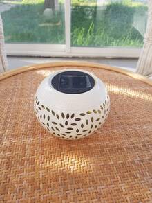 Solar-Ladelampe mit Auto-Ein/Aus-Projektionsfunktion, regendichte strukturierte runde Solar-Laterne, LED-Nachtlicht, für Outdoor-Terrasse, Tisch, Gartenrasen, Balkon, Innenhof, Hochzeit, Feiertage, stimmungsvolles Ornament & praktisches Gartendekor-Geschenk - Weiß - Übersicht 6