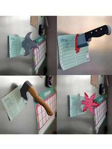 Fun Knife-Shaped Fridge Magnet, 3D Interesting Axe Fridge Magnet, Flying Knife Decoration, Unique Home, Office, Refrigerator, Lock, Cabinet Metal Surface Gift - A - View 5