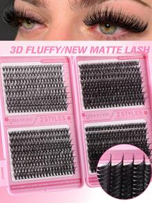 DIY Set Of 640 Individual Eyelash Clusters – High-Capacity, Extra-Long Style With Mixed Lash Types. Features 8 Density Options: 10D, 20D, 30D, 40D, 50D, 60D, 80D, And 100D. Suitable For Home Use, Music Festivals, And Everyday Wear. Comes In A Portabl - D - View 5