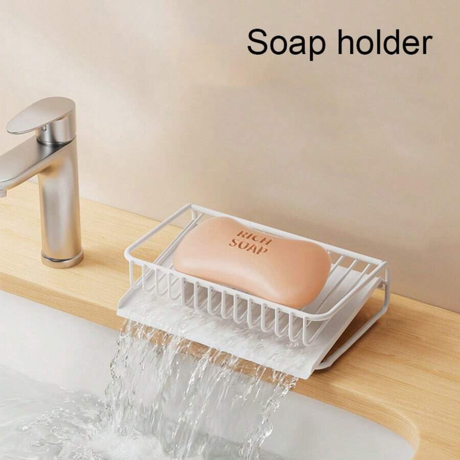 Soap Holder, Bathroom Shower Soap Dish With Drainage And Water Tray, Block Soap Rack, Kitchen Sink And Countertop Soap Saver