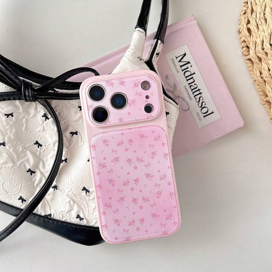1pc Pink Ditsy Floral 17 Pro Max/16 Pro/15/14 Protective Phone Case For Women, Creative Design - Pink - View 1