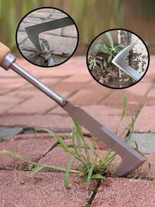 Ergonomic Manual Weeding Tool With Wooden Handle And Pure Metal Blade, Suitable For Lawn Trimming And Crack Cleaning - A - View 3