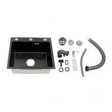YUNRUX Stainless Steel Built-In Kitchen Sink, Various Models, Drain Fitting - Silver - View 7