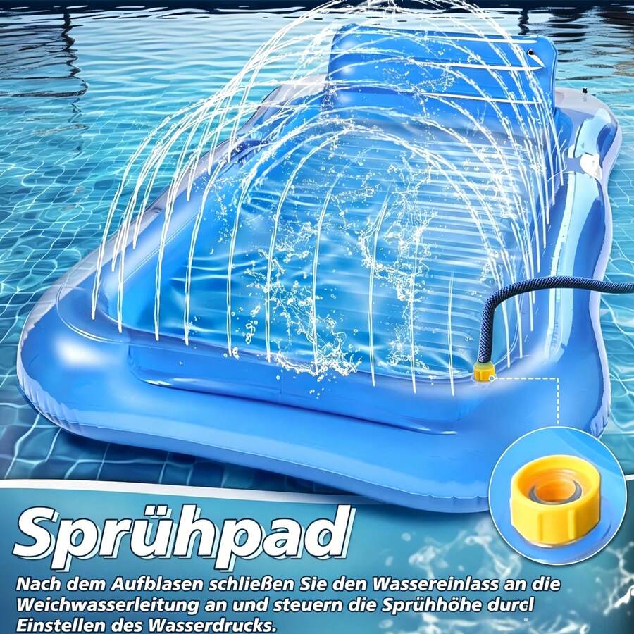 Adult Sprinkler Floating Bed, Amphibious Inflatable Floating Mattress, Sunbathing Lounger, Water Resting Chaise Lounge With Headrest, Comfortable Lying, Made Of PVC, Anti-Slip Texture, And Stable, Portable For Pool Party, Beach Vacation, Sunbathing