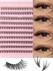 Faux cils en grappes 20D Wispy, légers et moelleux, grappes de cils individuelles DIY, boucle D, longueur mixte 8-16 mm, extensions de cils à bande fine segmentée, volume naturel, faux cils réutilisables, conviennent aux débutants pour le maquillage quotidien, les rendez-vous, les fêtes et les mariages - Voir 7