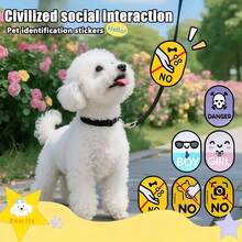 1 pieza Etiqueta de identificación para collar de cachorro, pegatina de identificación para perro, por favor no tocar, pegatina de etiqueta grabada, parche para correa, pegatina de señal social para mascotas, pegatina de advertencia para exteriores para gatos y perros, pegatina de recordatorio de etiqueta para mascotas, pegatina de decoración para correa de perro, prevenir alimentación, pegatina de identificación de género para mascotas - Multicolor - Ver 2