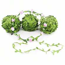 5/10/20m Rattan Vine Leaves, Artificial Willow Leaf Decoration, Green Plant Wreath Material Accessories - Green - View 1