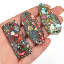 1pc Colorful Imperial Stone Pendant, Natural Stone Necklace Charm, DIY Jewelry Making Supplies, Handmade Gift Customization - Color - View 3