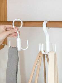 4 Cup Rotating Hook - No Drill Wall Mounted Storage Rack, Suitable For Belts, Scarves, Etc. - Stylish Plastic Closet Organizer - Multicolor - View 3